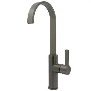 Francis Jeroni Swept Spout One Handle Gunmetal Cold Open Mono Kitchen Mixer Tap