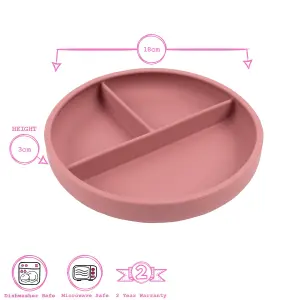 Tiny Dining - Baby Silicone Suction Plate, Fork & Spoon Set - Dusty Rose