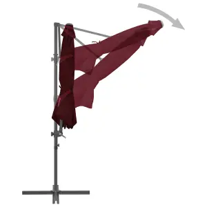 Berkfield Cantilever Umbrella with Steel Pole Bordeaux Red 300 cm