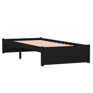 Berkfield Bed Frame Black Solid Wood 75x190 cm Small Single