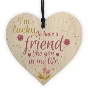 Red Ocean Handmade Friendship Gift Sign Best Friend Plaque Shabby Chic Wooden Hanging Heart Thank You