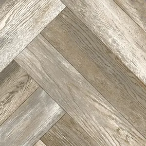 Neutral Wood Effect Herringbone Vinyl Flooring For LivingRoom, Kitchen, 2.7mm Cushion Backed Vinyl Sheet-4m(13'1") X 3m(9'9")-12m²