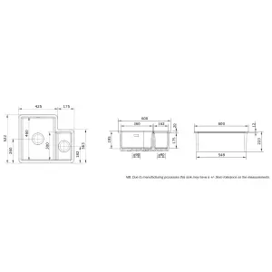 Rangemaster Rustique White Ceramic 1.3 Bowl Sink 522mm x 595mm