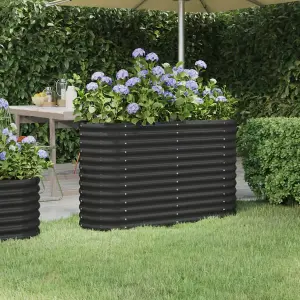 Berkfield Garden Planter Powder-coated Steel 114x40x68 cm Anthracite