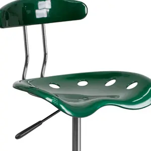 Vibrant Chrome Drafting Stool with Tractor Seat Green