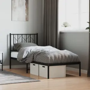 Berkfield Metal Bed Frame without Mattress with Headboard Black 75x190cm