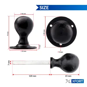 XFORT Smithy's Range Black Antique Ball Shaped Mortice Door Knob Door Handle Set