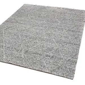 Grey Modern Luxurious Handmade  Geometric Easy to Clean Rug For Bedroom LivingRoom and Dining Room -200cm X 300cm