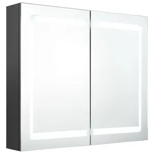 Berkfield LED Bathroom Mirror Cabinet Grey 80x12x68 cm