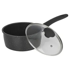 URBNCHEF 18cm Diameter Pressed Carbon Induction Saucepan Pots with Soft Touch Handles