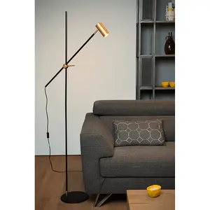 Lucide Philine Vintage Floor Reading Lamp - 1xGU10 - Black