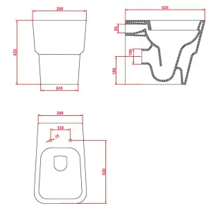 SunDaze Modern Bathroom Back to Wall Toilet Short Projection Pan Soft Closing UF Seat White