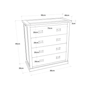 Tirolo 4 Drawer Chest of Drawers Bras Drop Handle