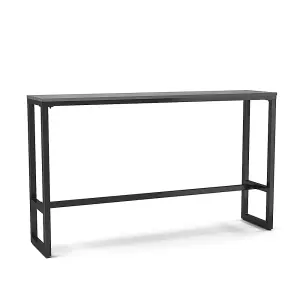 Grey Modern Rectangular Metal Frame WPC Garden Bistro High Bar Table with Bottom Beam L 180cm