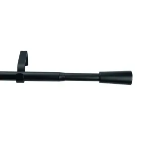 GoodHome Araxos Matt Black Extendable Cone Single curtain pole set, (L)2000mm-3300mm (Dia)19mm