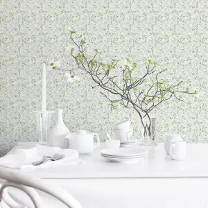 Galerie Just Kitchens Green Spring Leaf Trail Wallpaper Roll