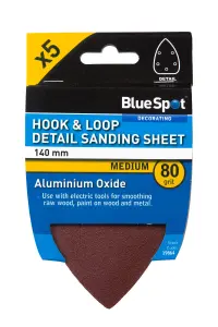 Blue Spot Tools - 140mm 5 Pack 80 Grit Detail Sanding Sheets