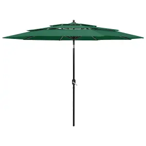 Berkfield 3-Tier Parasol with Aluminium Pole Green 3 m