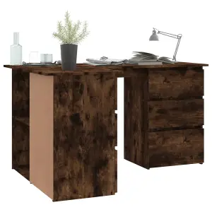 Berkfield Corner Desk Smoked Oak 145x100x76 cm Engineered Wood