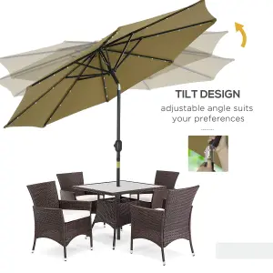 Outsunny 24 LED Solar Powered Parasol Umbrella Garden Tilt Outdoor String Light