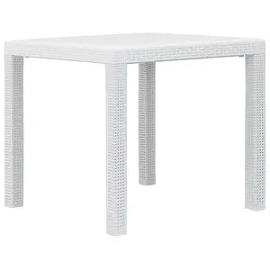 Berkfield Garden Table White 79x79x72 cm Plastic Rattan Look