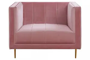 Interiors by Premier Glamorous Pink Armchair, Plush Velvet Upholstered Seat, Sofa Couch For Patio, Mid-century Modern Armchair