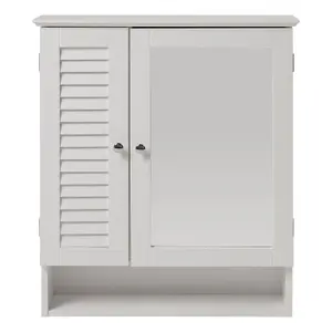 2-door White Shutter Wall Mounted Mirrored Bathroom Cabinet W 600 x D 150 x H 680 mm