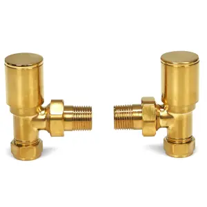 Brushed Brass Angled Manual Radiator Towel Rail Valve 15mm