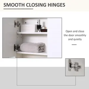 kleankin Bathroom Wall-Mounted Mirror Cabinet w/ Double Door Adjustable Shelves