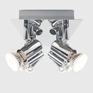 ValueLights Consul Modern Rectangular Silver Chrome 6 Way Adjustable GU10 Ceiling Spotlight