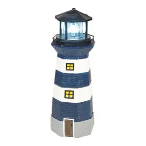 GardenKraft 11280 40cm Lighthouse With Solar Powered Rotating Light