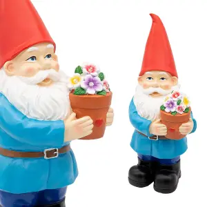 Traditional Garden Gnome With Light-Up Flower Pot