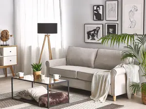 3 Seater Velvet Sofa Beige RONNEBY