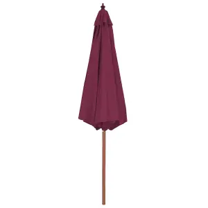 Berkfield Outdoor Parasol with Wooden Pole 300 cm Bordeaux Red