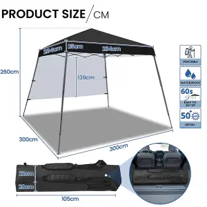 Yaheetech Black 3x3m Pop-up Gazebo with Side Panel