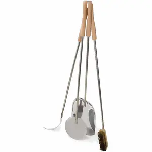 Alfresco Chef 4-Piece 120cms Peel Set - Pizza Peel, Turning Peel, Brush and Ember Rake