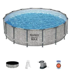 Bestway 16ft x 48" Steel Pro MAX Round Above Ground Swimming Pool, Filter Pump & Accessories (2024 Version)