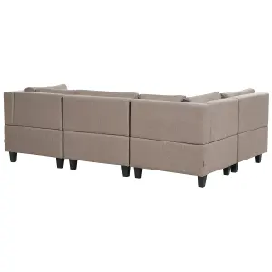 5-Seater Modular Fabric Sofa Brown UNSTAD