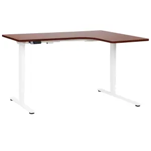 Adjustable Desk Electric Right Hand Dark Wood DESTINES