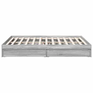 Berkfield Bed Frame with Drawers without Mattress Grey Sonoma 150x200 cm King Size