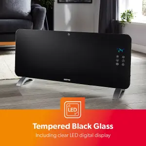 Geepas 2KW Smart Glass Panel Heater with Remote Control Alexa and Google Compatible