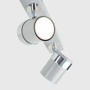 ValueLights Rosie Modern 4 Way Gloss Grey and Silver Chrome Straight Bar Ceiling Spotlight