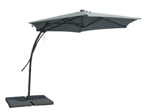 Garden Store Direct 2.7m Garden Parasol Sun Shade Hanging Umbrella Cantilever with Easy Up Function - Grey