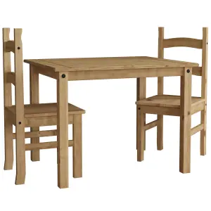 Vida Designs Corona 2 Seater Dining Set Solid Pine Wood With 2 Chairs