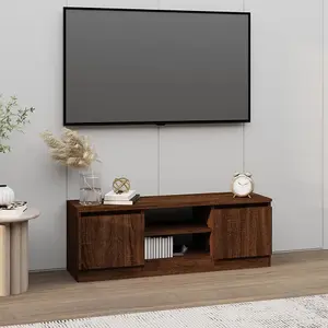 Berkfield TV Cabinet with Door Brown Oak 102x30x36 cm