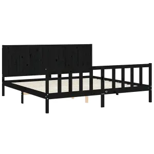 Berkfield Bed Frame with Headboard Black 200x200 cm Solid Wood