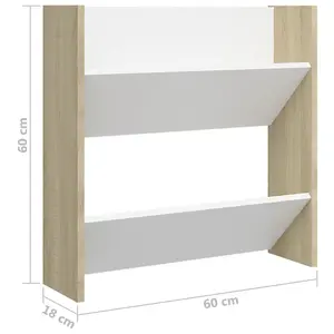 Berkfield Wall Shoe Cabinets 4 pcs White&Sonoma Oak 60x18x60 cm Engineered Wood