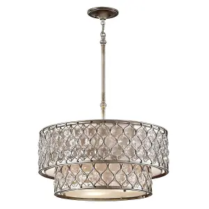 Luminosa Lucia 6 Light Cylindrical Chandelier Pendant Polished Silver Finish, E27