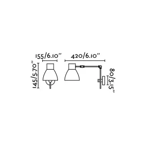 Luminosa Celia Adjustable 1 Light Indoor Wall Light Black, E14