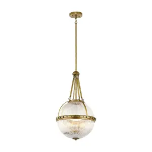 3 Bulb Ceiling Pendant Light Fitting Natural Brass LED E14 60W Bulb